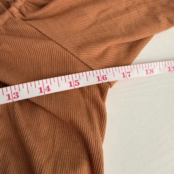 Listicle Women's Ribbed Knit Ruched Tie-Back Top in Tangerine Size XL - Picture 5 of 10